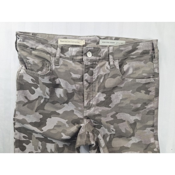 Pilcro and the Letterpress High Rise Skinny Camo Velvet  Jeans Tan Gray Size 30 - Picture 5 of 8